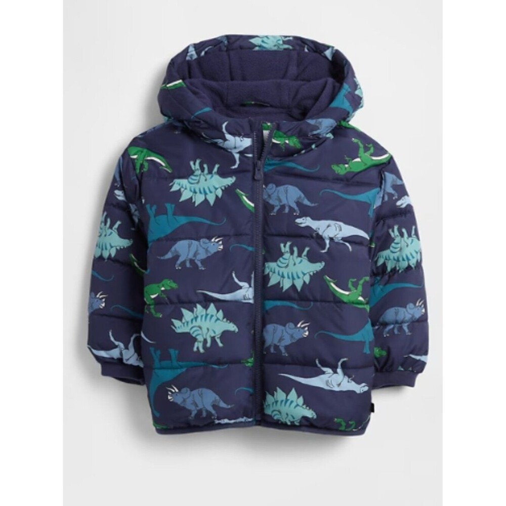 Gap Kids ColdControl Puffer Jacket Dinosour Print Coat Quilted Water Resistant